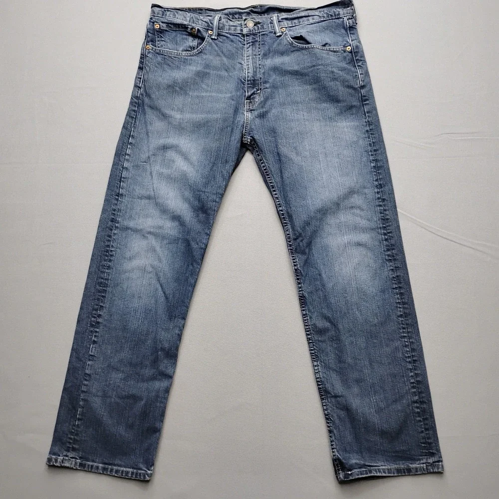 Levis 505 Regular Fit Mens Blue Jeans Medium Wash 36x30